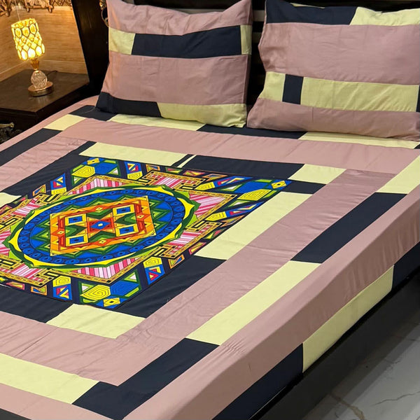 Digital gold panel bedsheet