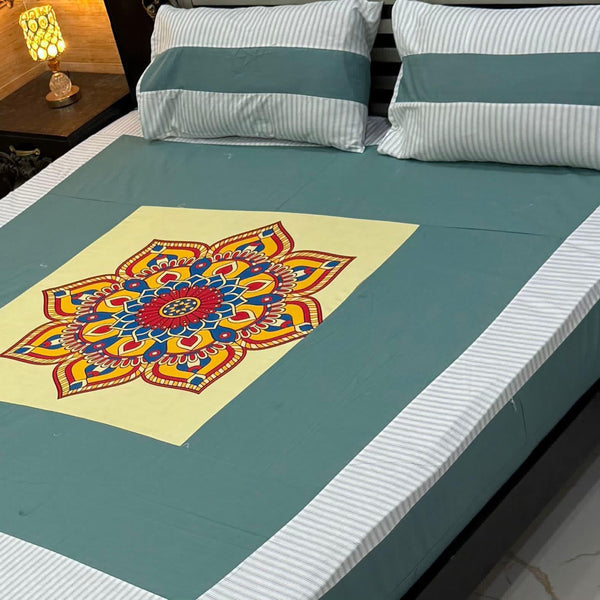 Digital gold panel bedsheet